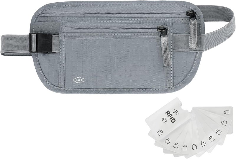 Tpiuop Money Belt For Travel Women Men Hidden Rfid Passport Holder For Travel (Grey) - Image 1